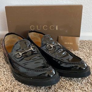 Gucci Vernice Diamond Nero Size 12.5 Dress Shoes
